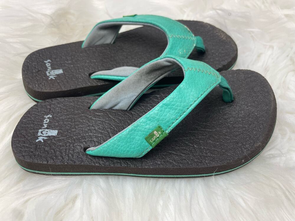 Girl's 10-11 Sanuk Flip Flops Thongs Turquoise